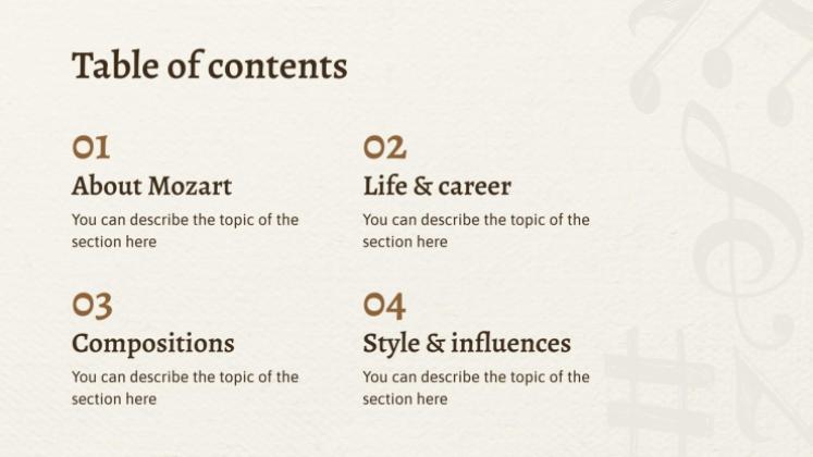 Music Subject for High School: Mozart presentation template 