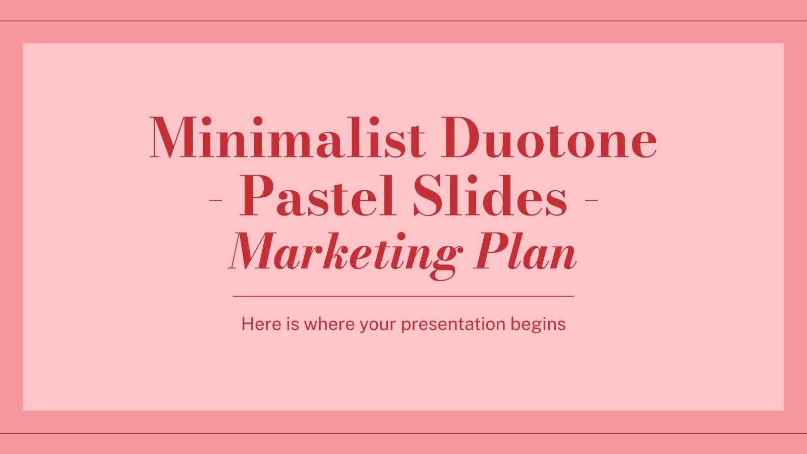 Plan marketing avec diapositives minimalistes bicolores pastel Modèles de présentation