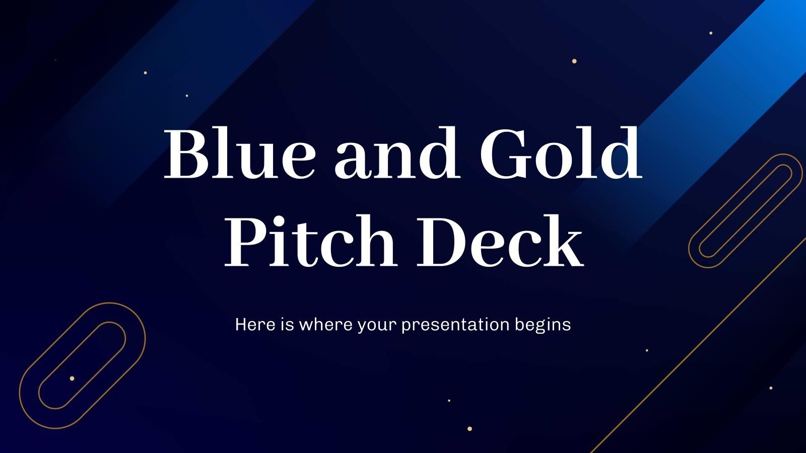 Blau und Gold Pitch Deck Präsentationsvorlage