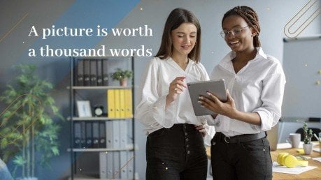 Blau und Gold Pitch Deck Präsentationsvorlage