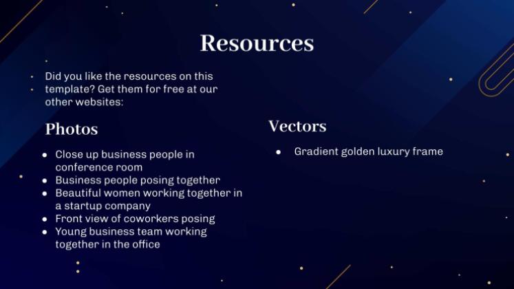 Blau und Gold Pitch Deck Präsentationsvorlage