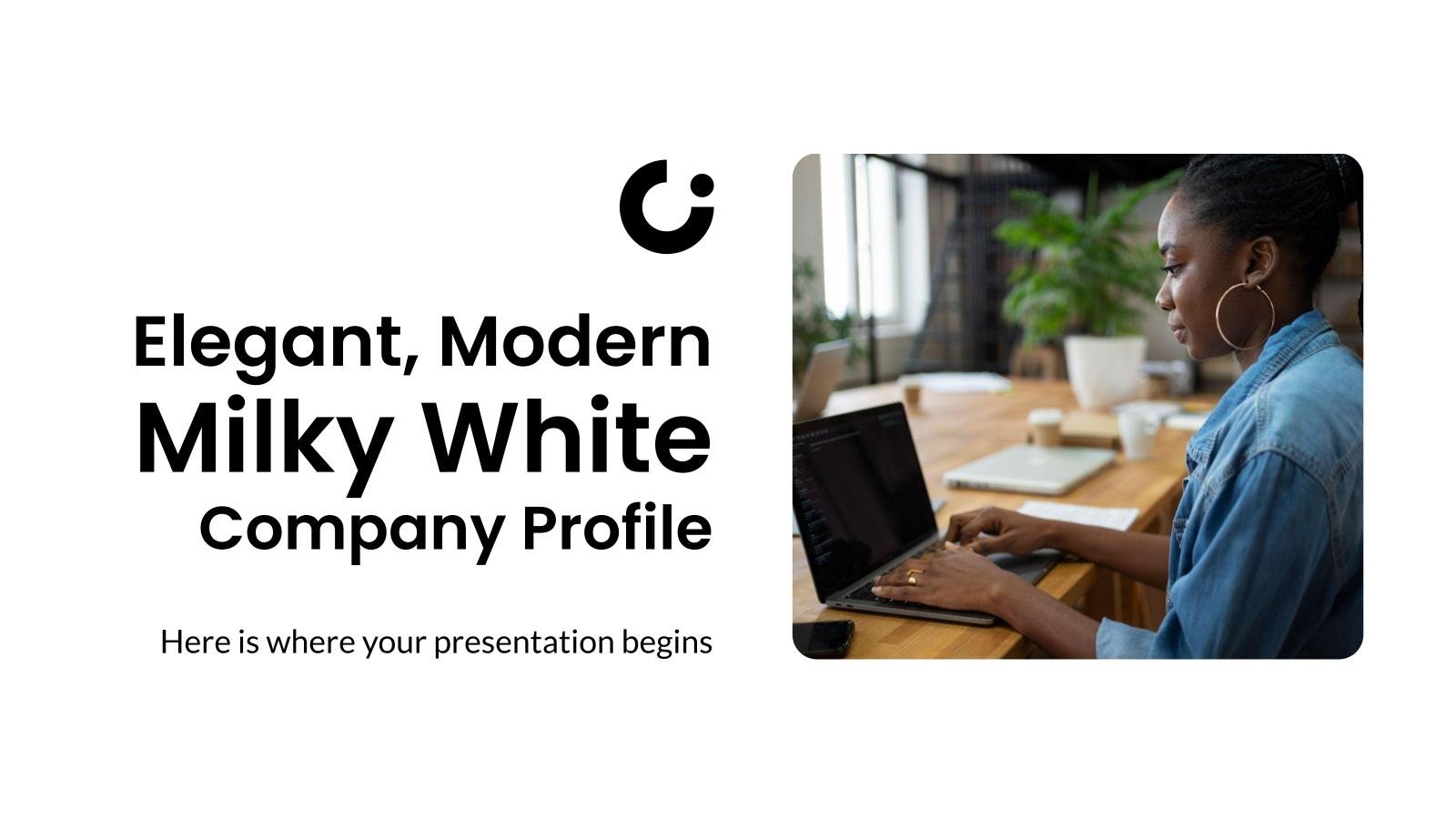 Elegant, Modern Milky White Company Profile presentation template 