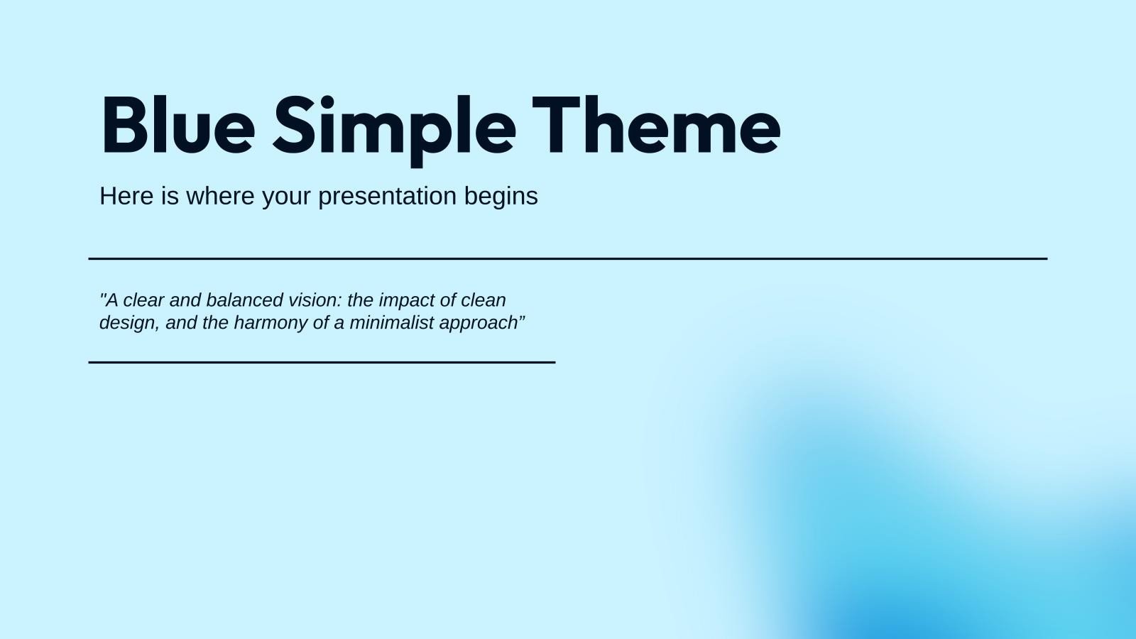 Blue Simple Theme Presentation