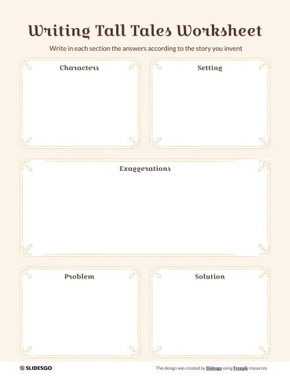 Modelo de apresentação Planilha para escrever contos altos