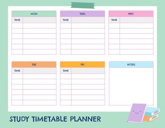 Study Timetable Planner presentation template 