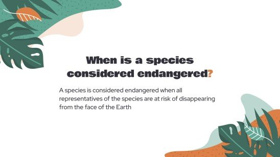 Attention, animaux en voie de disparition ! Modèles de présentation