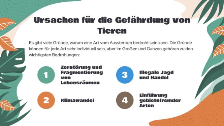 Achtung, gefährdete Tiere! Präsentationsvorlage