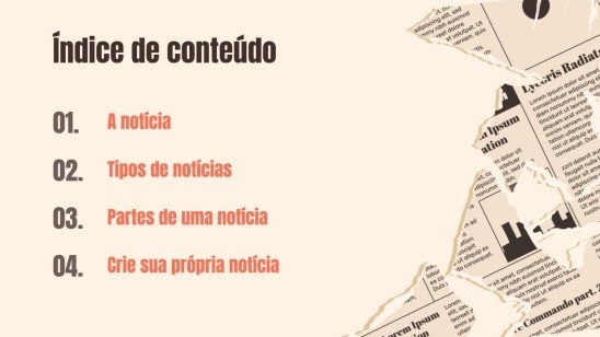 Modelo de apresentação Estrutura da notícia