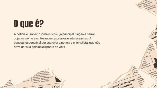 Modelo de apresentação Estrutura da notícia