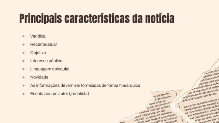 Modelo de apresentação Estrutura da notícia