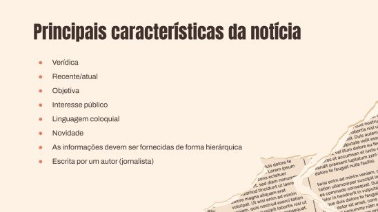 Modelo de apresentação Estrutura da notícia