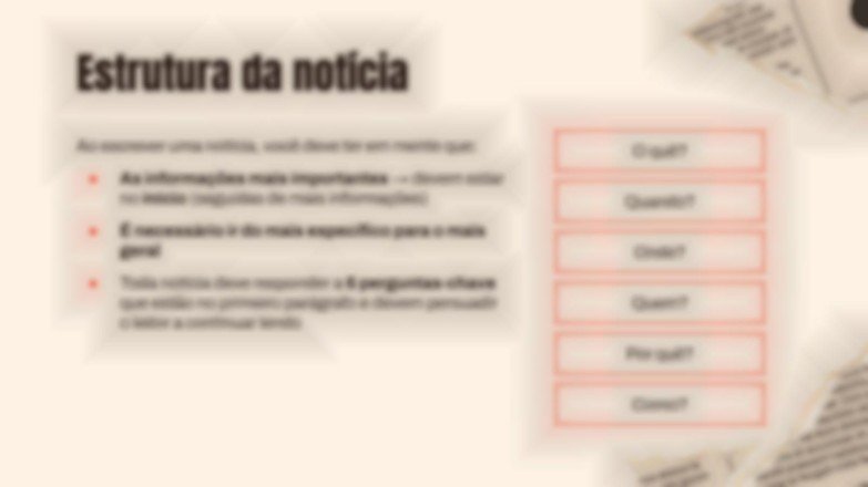 Modelo de apresentação Estrutura da notícia