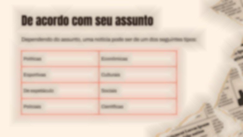 Modelo de apresentação Estrutura da notícia