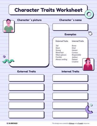 Feuille de travail sur les traits de caractère Modèles de présentation