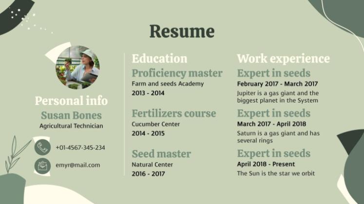 CV de technicien agricole Modèles de présentation
