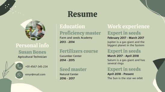 CV de technicien agricole Modèles de présentation