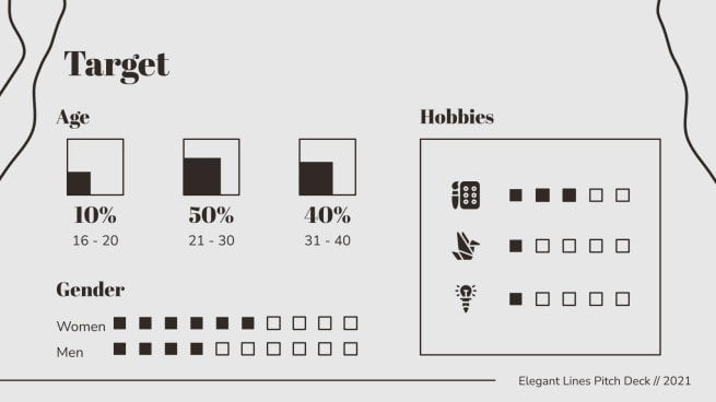 Modelo de apresentação Pitch deck com linhas elegantes