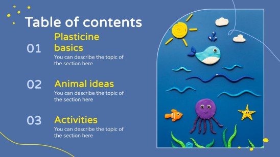 Faune marine en pâte à modeler pour les maternelles Modèles de présentation