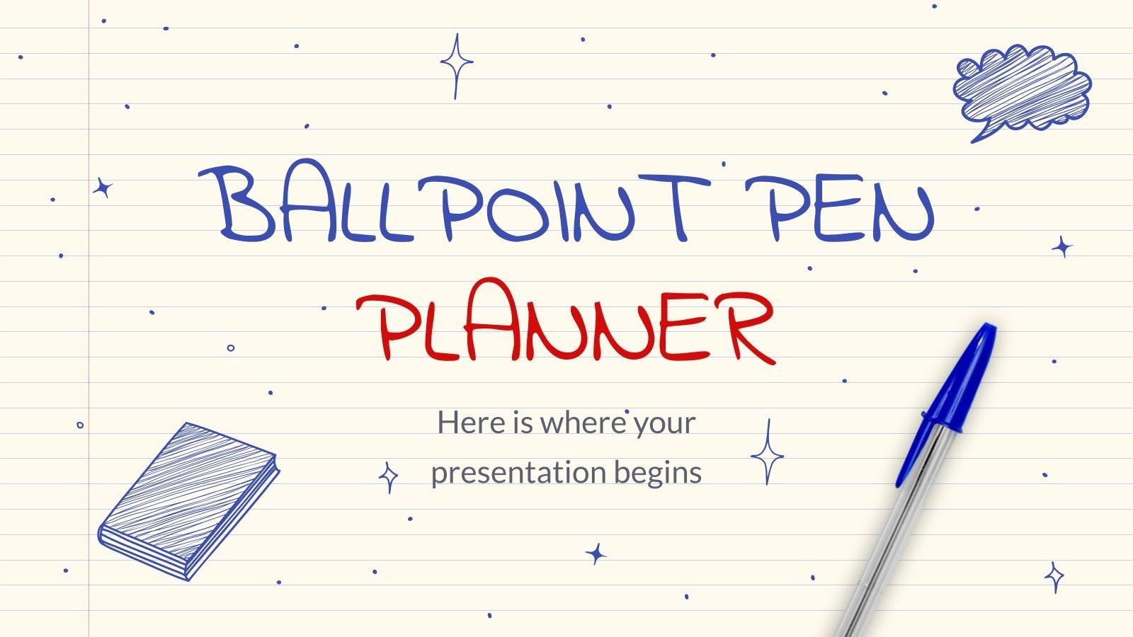 Ballpoint Pen Planner presentation template 
