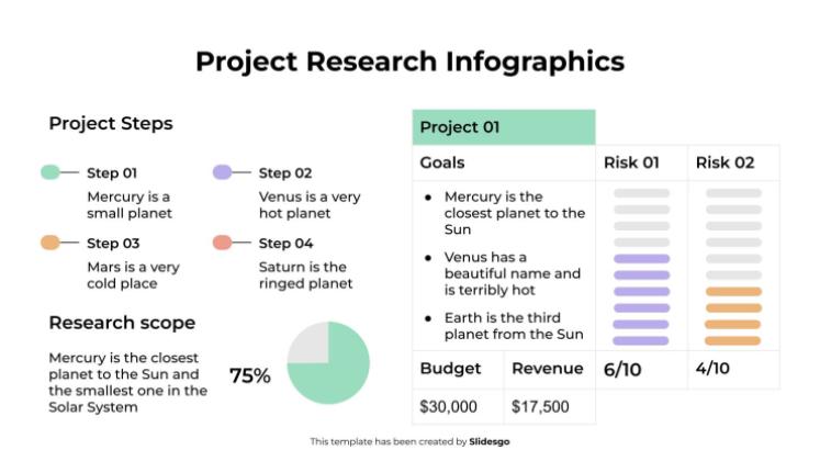 Project Research Infographics presentation template 