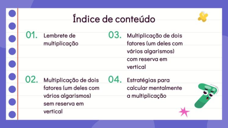 Modelo de apresentação Multiplicação com um fator de vários dígitos