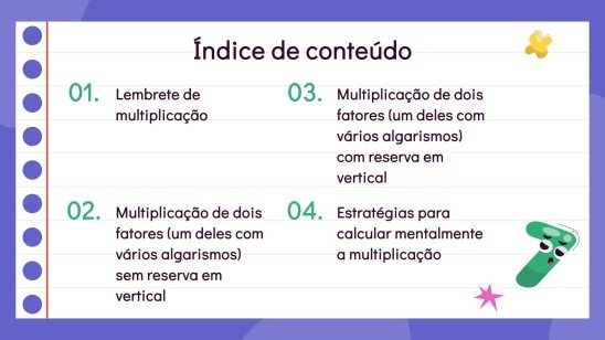Modelo de apresentação Multiplicação com um fator de vários dígitos