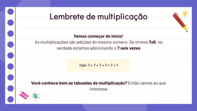 Modelo de apresentação Multiplicação com um fator de vários dígitos