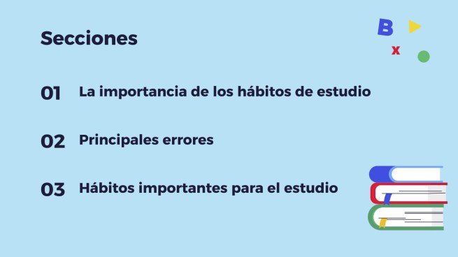 Plantilla de presentación Hábitos importantes para el estudio