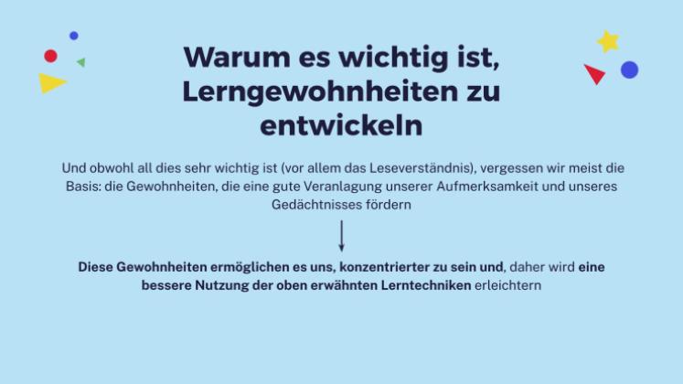 Wichtige Lerngewohnheiten Präsentationsvorlage