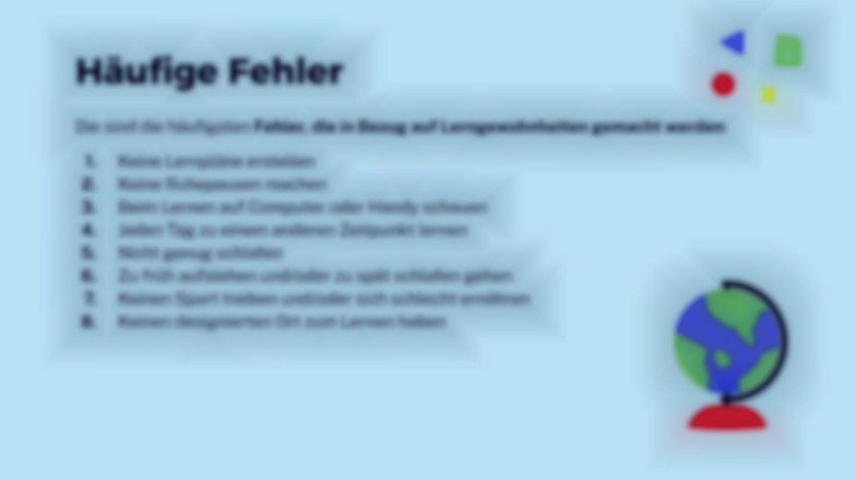 Wichtige Lerngewohnheiten Präsentationsvorlage