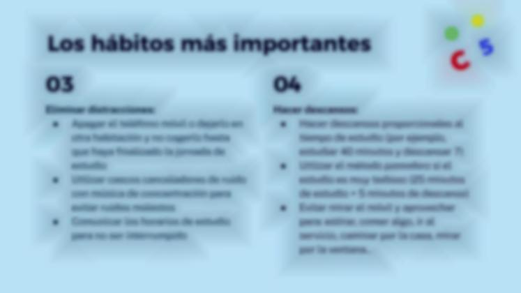 Plantilla de presentación Hábitos importantes para el estudio