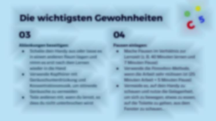 Wichtige Lerngewohnheiten Präsentationsvorlage