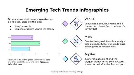 Infografiken zu neuen Technologietrends Präsentationsvorlage