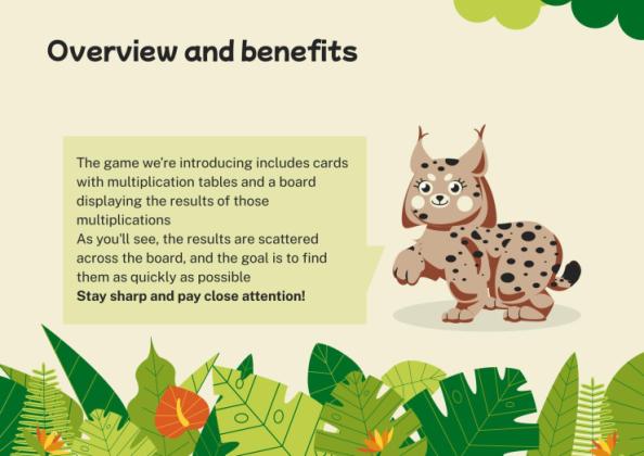 Modelo de apresentação As tabelas de multiplicação desde a aprendizagem baseada em jogos. O lince