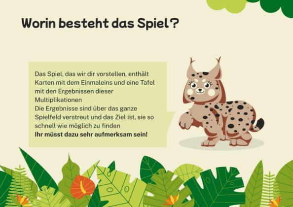 Multiplikationstabellen und spielbasiertes Lernen. Der Luchs Präsentationsvorlage