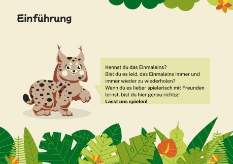 Multiplikationstabellen und spielbasiertes Lernen. Der Luchs Präsentationsvorlage