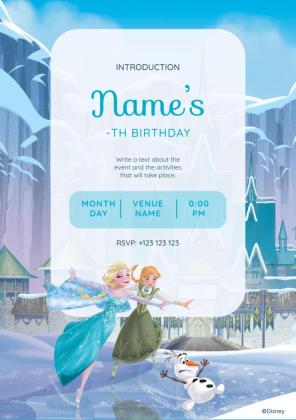 Invitation à la fête des personnages de La Reine des neiges Modèles de présentation