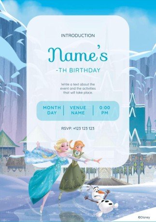 Invitation à la fête des personnages de La Reine des neiges Modèles de présentation