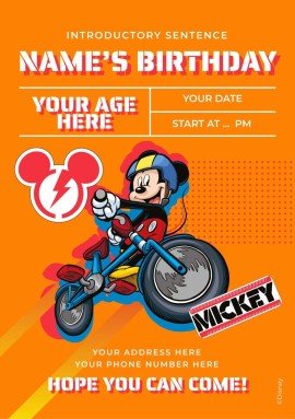 미키 마우스 생일 초대장 프레젠테이션 템플릿