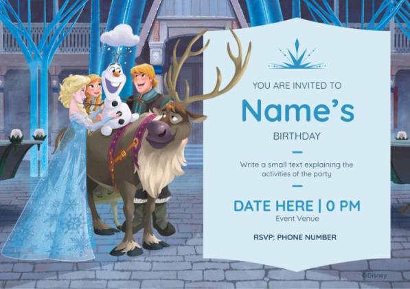 Modelo de apresentação Convite de aniversário de personagens de Frozen