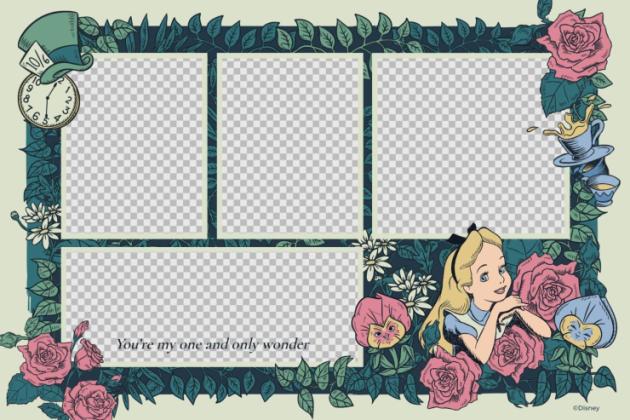 Plantilla de presentación Collage de fotos de los personajes de Alicia en el País de las Maravillas