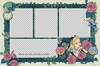 Plantilla de presentación Collage de fotos de los personajes de Alicia en el País de las Maravillas