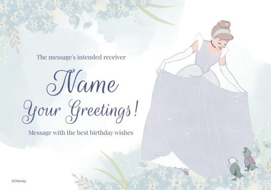 빈티지 파스텔 신데렐라 생일 축하 카드 프레젠테이션 템플릿