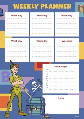 Modelo de apresentação Agenda semanal de Peter Pan