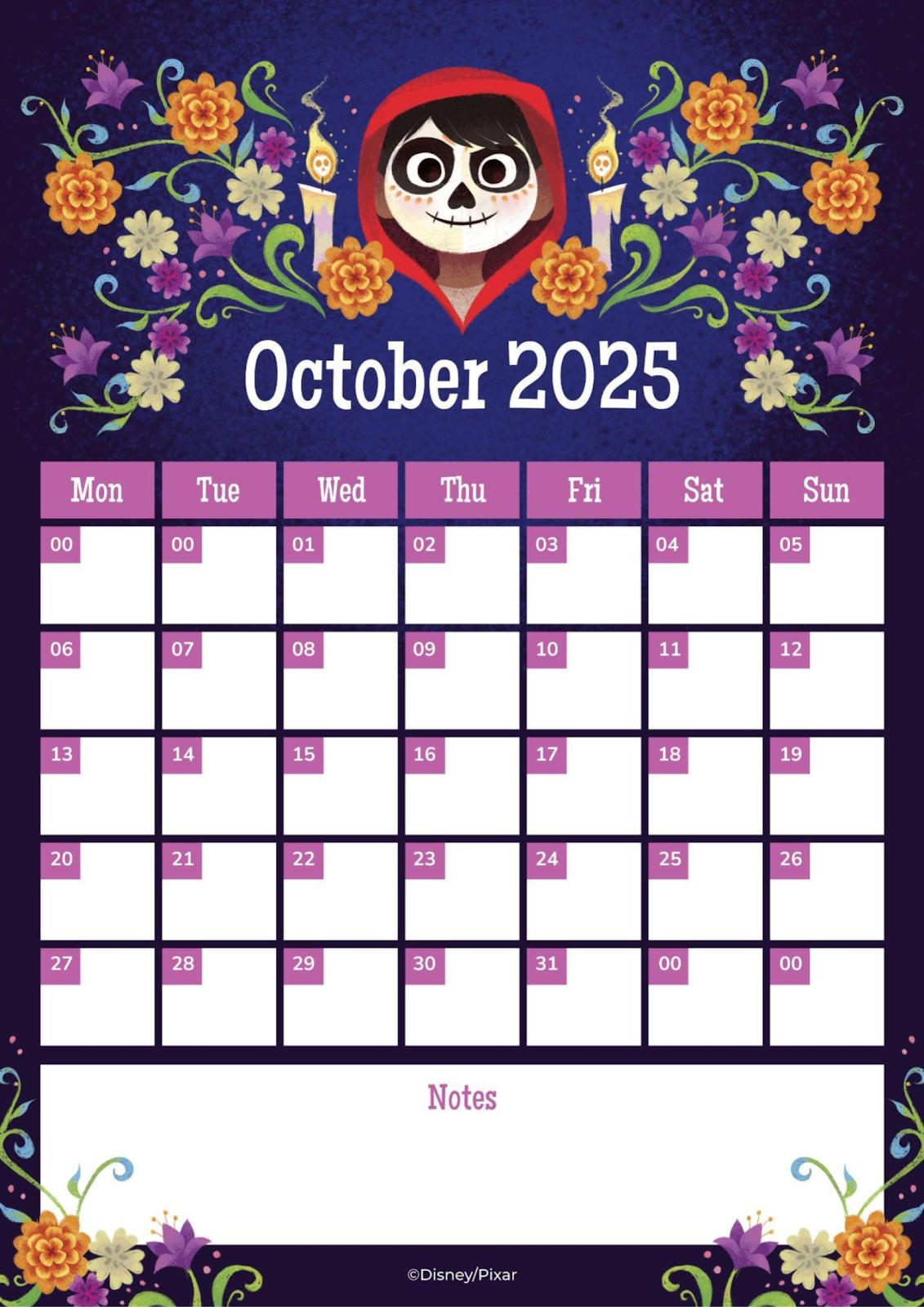 Modelo de apresentação Calendário mensal de Viva: A Vida é uma Festa