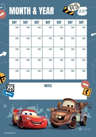 Modelo de apresentação Calendário mensal de Carros