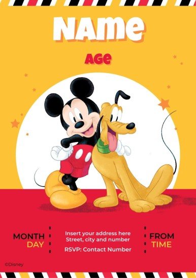 Invitation d'anniversaire Mickey Mouse Modèles de présentation