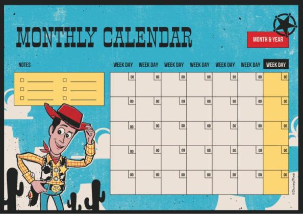 Modelo de apresentação Calendário mensal de Toy Story