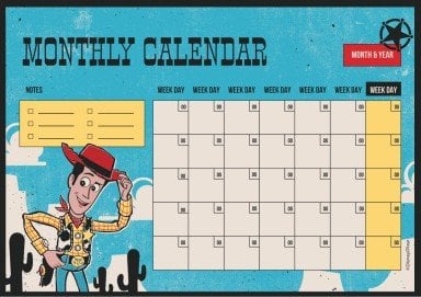 Modelo de apresentação Calendário mensal de Toy Story