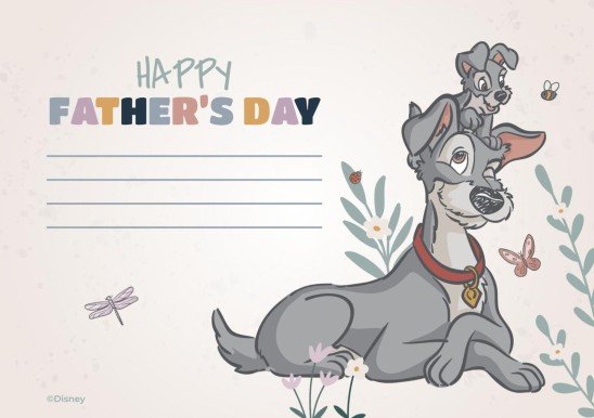 Modelo de apresentação Cartão do Dia dos Pais de A Dama e o Vagabundo